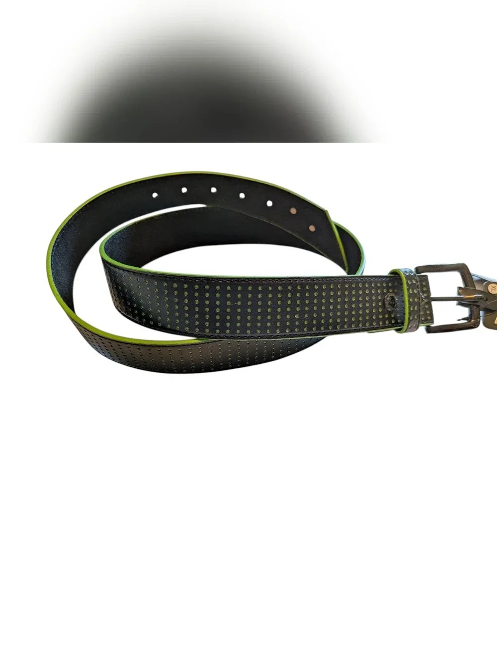 NWT Armourdillo Men's Perforated Black Belt & Lime Green 💚